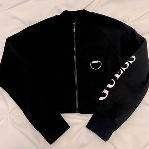 Guess logo zip cropped sweatshirt